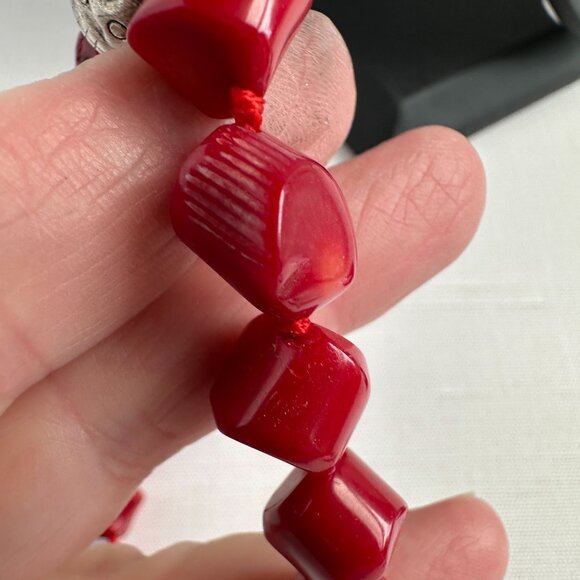 Red Bamboo Coral Bead Necklace - Picture 14 of 16